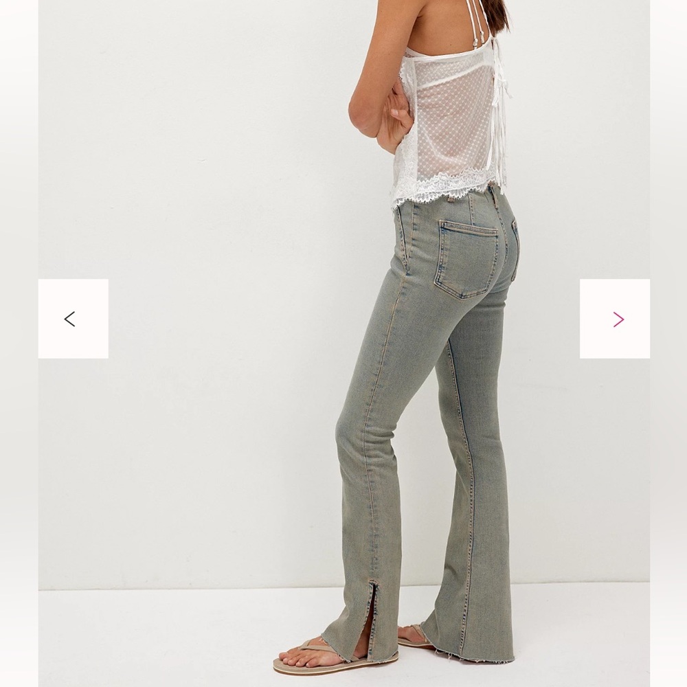 Free People We The Free Level Up Slit Slim Flare Jeans - Picture 3 of 8